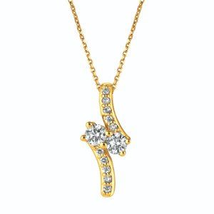 0.75 Carat Natural Diamond Two Stone Necklace 14K
